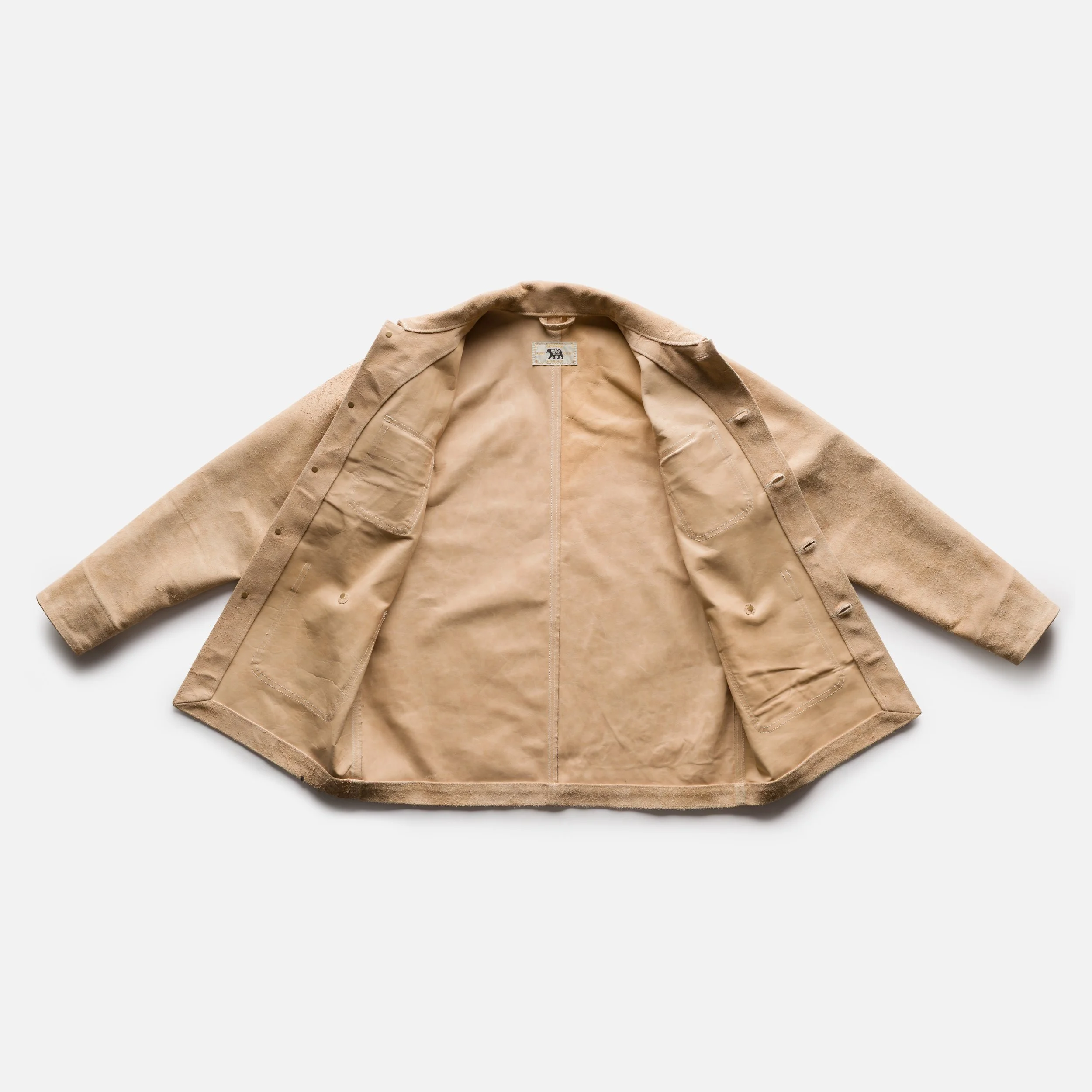 Aged Ivory Rough-Out Chore Coat | Black Bear Brand — Black Bear Brand